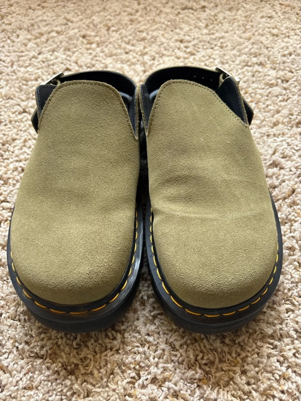 Dr. Martens Zebzag Suede Casual Slingback Platform Mules in Muted Olive